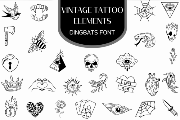 Vintage Tattoo Elements Font